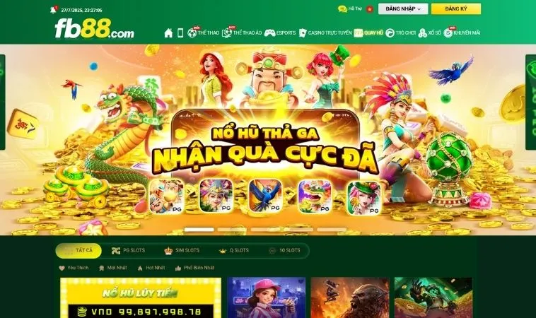 Sảnh Nổ Hũ Tại FB88 thiết kế đồ họa đẹp, bắt mắt